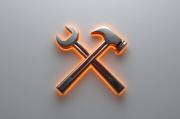 3D Rendered Hammer and Wrench Tools with Glow