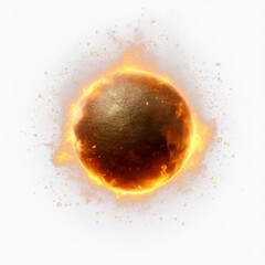 Obraz premium Glowing Fireball with Bright Flames Isolate On Transparent Background, cutout, png