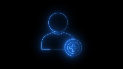 Profile with checkmark icon. Accept new user. Add user. Delete user. neon user contact with add friend icon animation plus sign add member head face people man profile animated 
