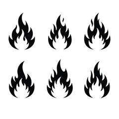 Set of fire flames vector icons stock illustration