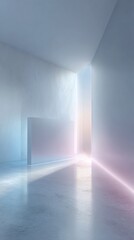 Fototapeta premium Modern minimalist interior with pastel lighting and geometric shapes