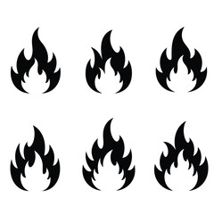 Set of fire flames vector icons stock illustration