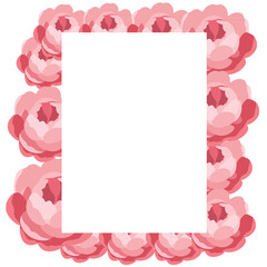 Pink Peony Rectangular Flower Frame PNG Transparent Clipart