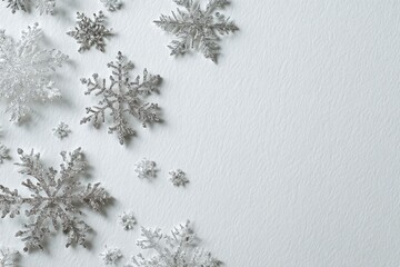 Silver snowflakes on white background (1)