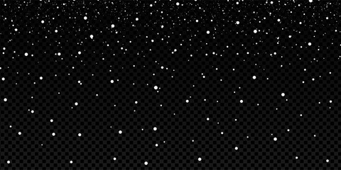 Fantasy snowfall scene with glowing frozen flakes and abstract galaxy stars. Vector blizzard illustration for New Year card, Christmas poster, holiday decoration, party banner or celebration design.