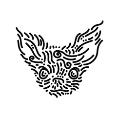 Angry white chihuahua dog with abstract doodle