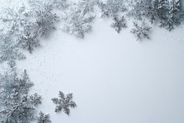 Silver snowflakes border on a light gray background