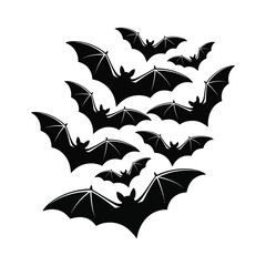 Fototapeta premium Flock of Bats Silhouette Illustration for Halloween or Horror Themed Design Projects