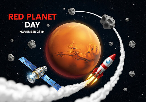 Red planet day celebration with mars space exploration - Powered by Adobe