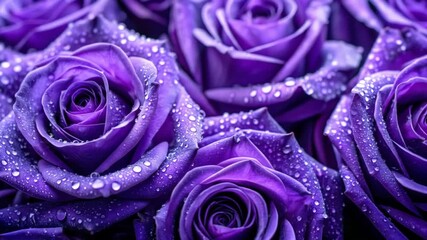 Closeup purple roses bouquet