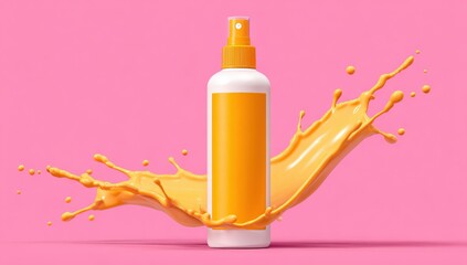 Orange spray bottle with paint splash