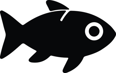 Illustrator Vector Simple tropical fish black aquatic animal silhouette