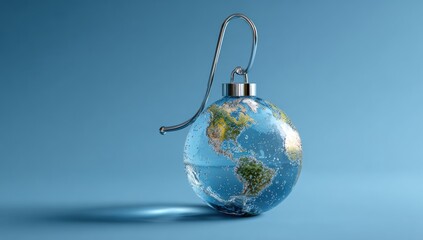 Glass globe of Earth, Christmas ornament
