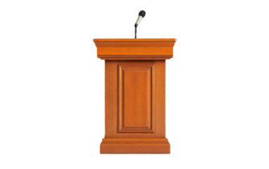 Conference lectern made of resin on white background,png
