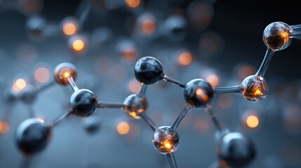 molecule or atom, Abstract structure for Science or medical background, 3d illustration, science, atom, abstract, chemistry, structure, blue, chemical, background