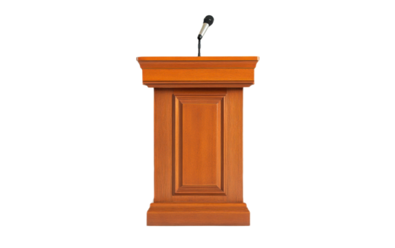 Conference lectern made of resin on white background,png