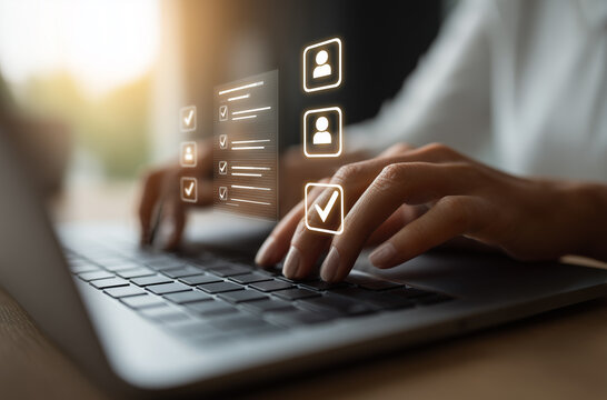 Businessman using a computer to document management concept, online documentation database and digital file storage system/software, records keeping, database technology, file access, doc sharing.
