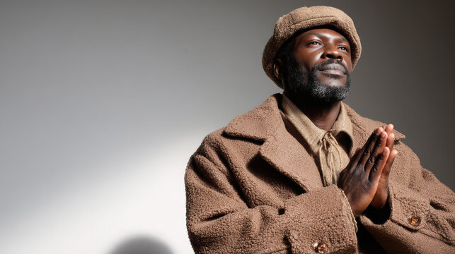 solitary figure demonstrates gesture of gratitude embodying warmth and recognition