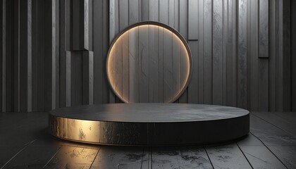 Fototapeta premium Abstract geometric black background podium - 3d illustration