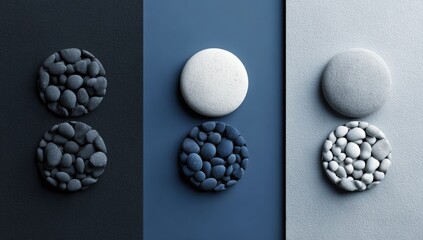 Three color-matched stone discs
