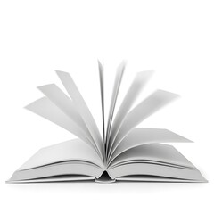 Captivating open book with pages fluttering, symbolizing knowledge, creativity, and new beginnings in a clean, bright setting