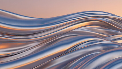 Wavy Metal Flowing with Shimmering Metallic Silver Tones