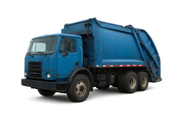 Old American garbage truck, transparent background