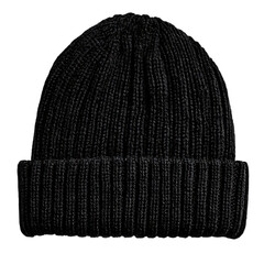 black knitted beanie hat png