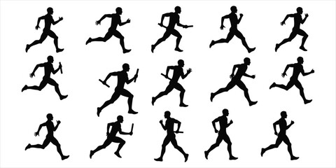 Relay Race Runners in Silhouette Passing Baton in Dynamic Motion running