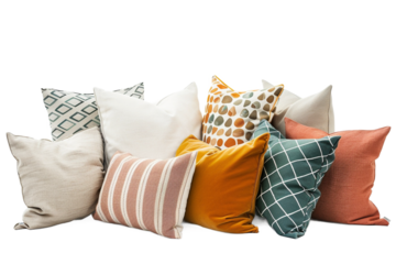 A colorful collection of decorative pillows cutout png