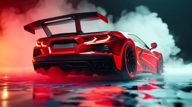 Racing Supercar with Futuristic Automotive Design