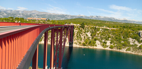 Red Bridge over Blue Water