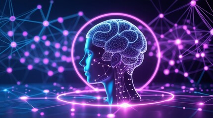 Artificial intelligence futuristic concept glowing with innovation, advanced algorithms, modern digital neural networks