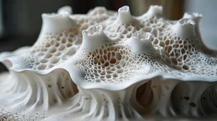 Intricate white coral structure showcasing unique textures and organic patterns in natural light