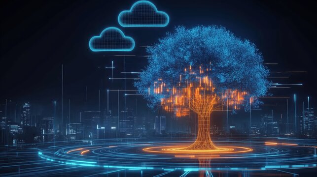 Digital Tree with Cloud Computing Concept