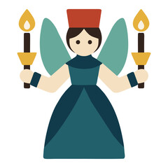 Fototapeta premium Traditional German candle angel from the Ore Mountains with red hat and candles 