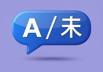 Obraz premium Language Translation Concept with Blue Speech Bubble Featuring Letter A and Chinese Character for Future Digital Communication and Globalization