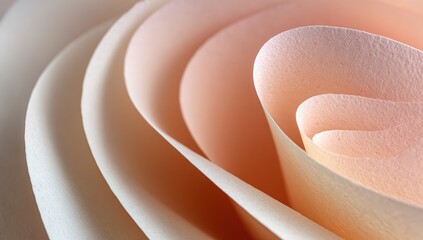Close-up swirls of pale peach and cream paper