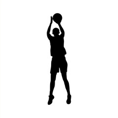 Silhouette of a female basketball player performing a jump shot, ideal for sports designs, vector graphics, posters, and basketball-themed creative projects.