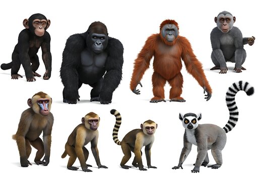3D render of a monkey set