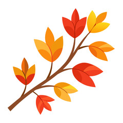Naklejka premium Autumn branch with colorful leaves in orange yellow and red