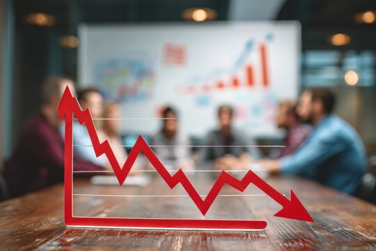 Business team meeting, downward trend