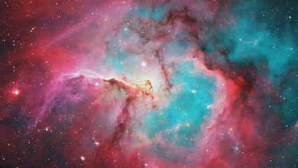 Obraz premium Colorful Nebula Cloud in Deep Space with Bright Stars