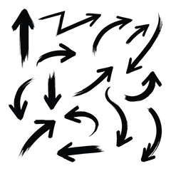 Vector art of collection of hand drawn arrows isolated on white