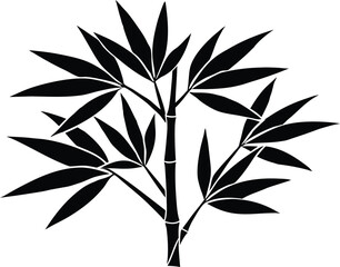 Bamboo Leaf Silhouette, Bamboo Plant Vector