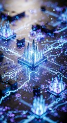 Fototapeta premium Futuristic circuit board depicting a digital city powered by technology