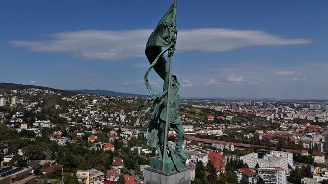 Aerial Drone View of Slav&iacute;n War Memorial, Bratislava, Slovakia