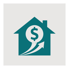 Vector art of house with dollar sign and upward arrow