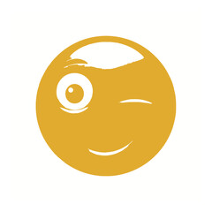 Fototapeta premium Vector art of winking smiley face with purple eye