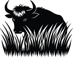 Buffalo Grass Silhouette, Prairie Grass Vector